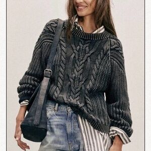 Lucky Brand Navy Cable Knit Sweater